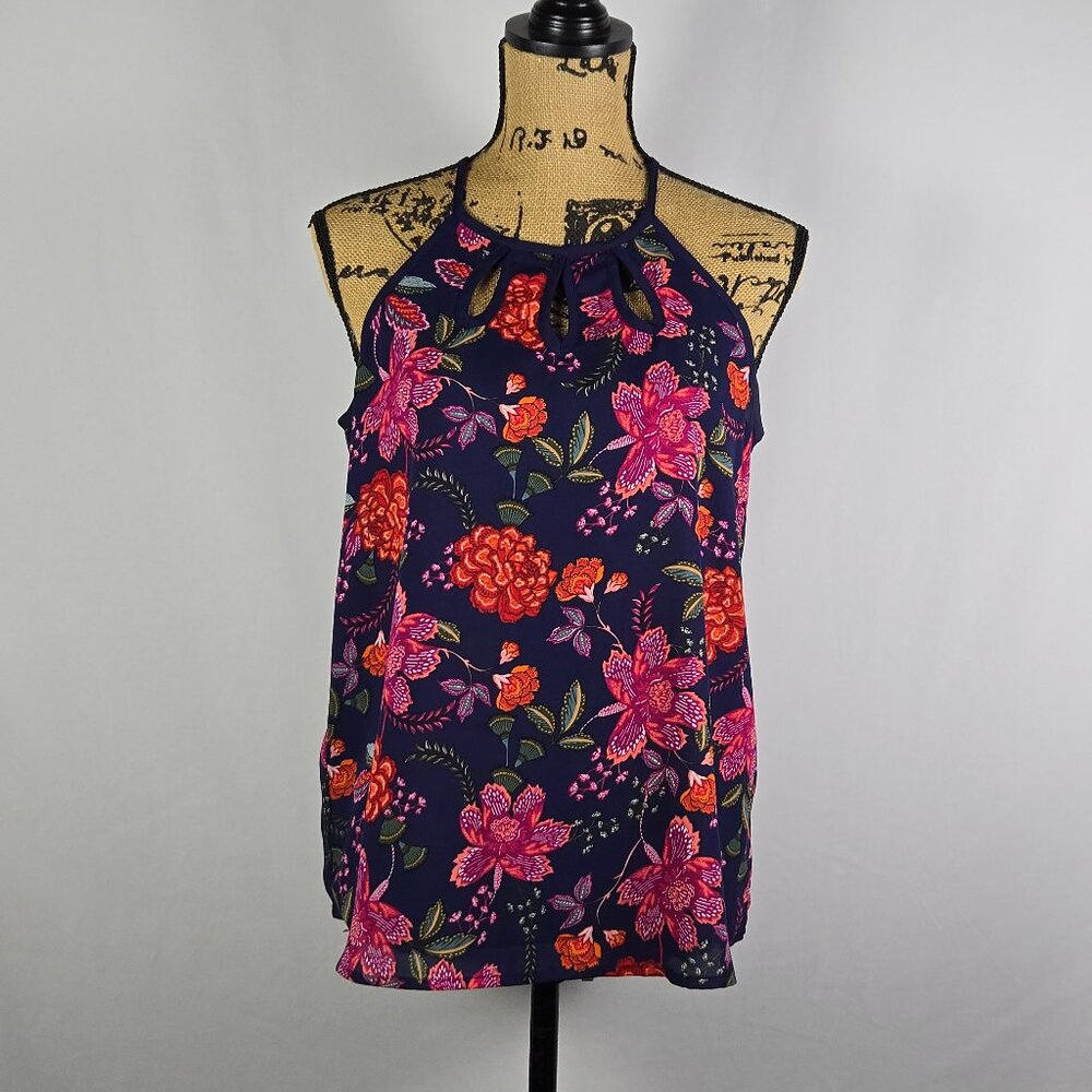 Papermoon Women’s Floral Keyhole Halter Top Boho Vacation Beach Size S‎